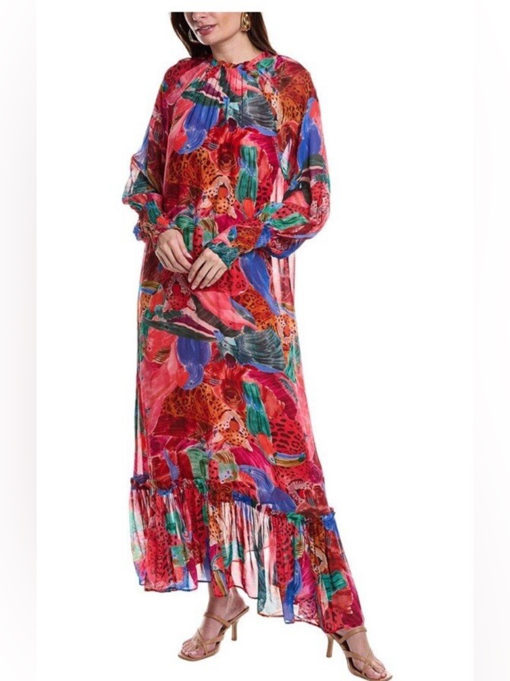 Farm Rio Vibrant Red Abstract Print Maxi Dress